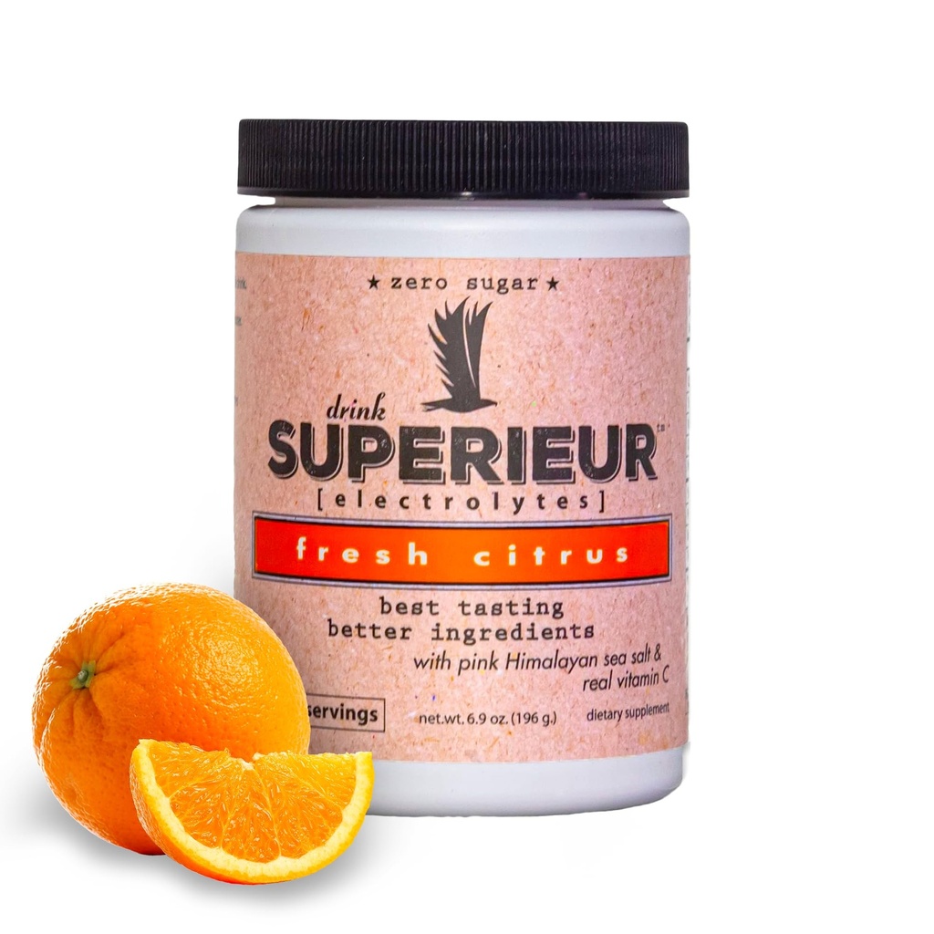 Superieur Electrolytes - Plant baseret Electrolyte Supplement w / Sea Minerals for Hydration & Recovery - Keto Friendly, Non- GMO, Zero Sugar, Vegan Sund Sports Drikke Powder - Citrus (70 Servering)