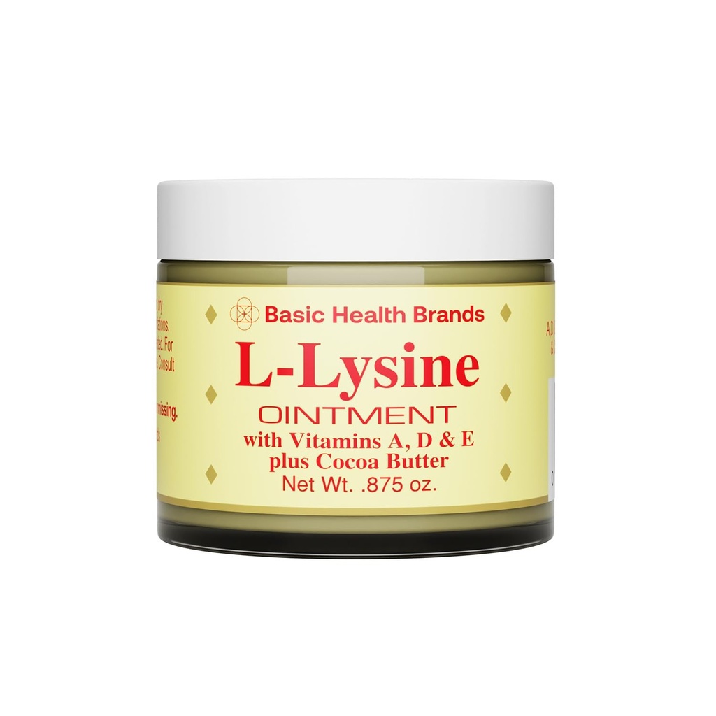 Basic Brands L- Lysin Lip Salve med kamfer, menthol, vitamin A & E, 0,875 oz