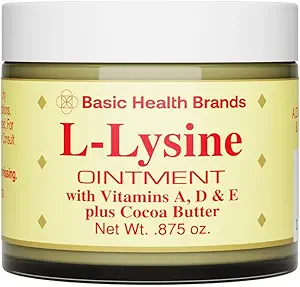 Basic Brands L- Lysin Lip Salve med kamfer, menthol, vitamin A & E, 0,875 oz