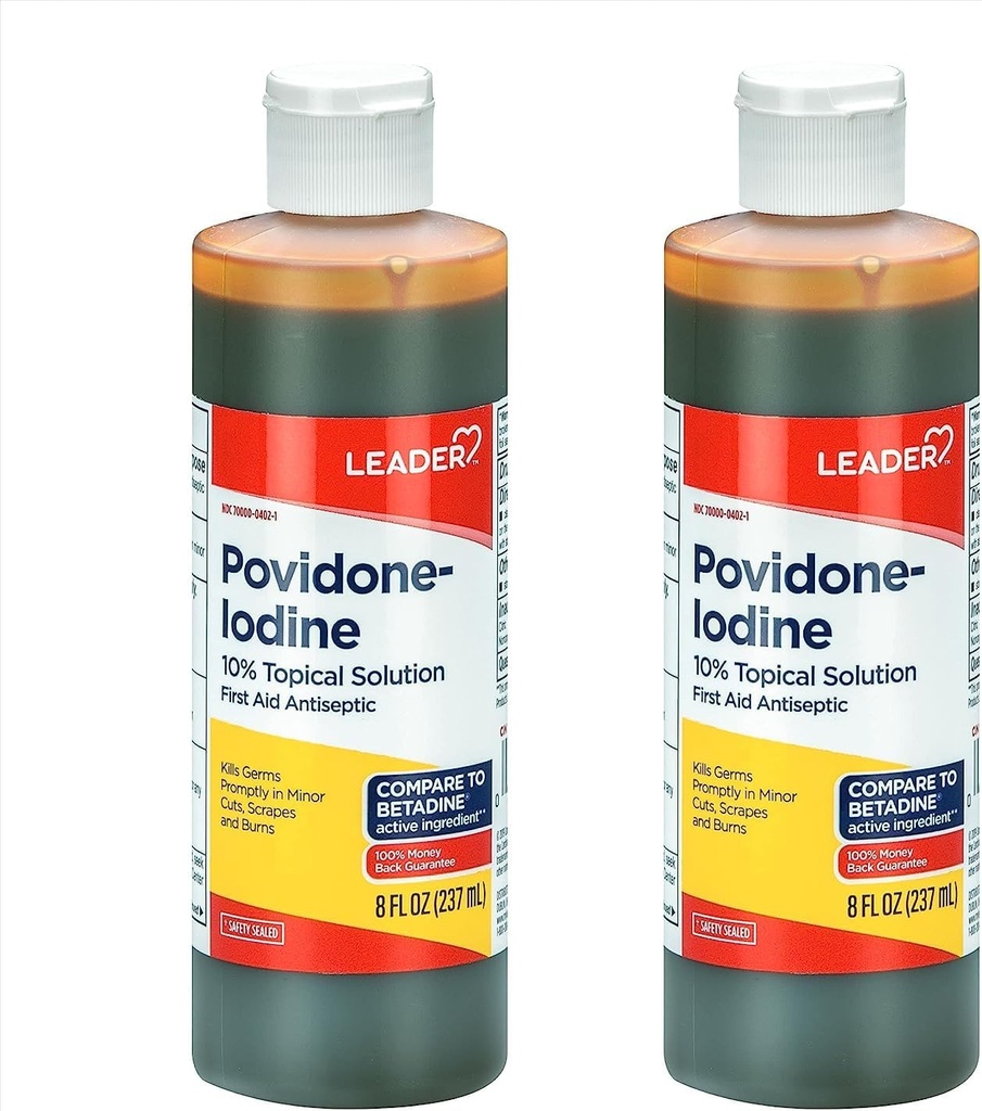 Lederen Povidon Jod 10% Prep Solution USP, Førstehjælp Antiseptisk Sårrensere, Sårvask, Antiseptisk Sæbe (8 Fl Oz, pakke med 2)