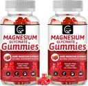Magnesium Glycinate Gummies 400mg, Mg Kalium supplement med chelateret Magnesiummalatkompleks, D-vitamin, B6, og CoQ10, Support for Memory, Calm, Mood & Sleep - 60 Greve (pakke med 2)