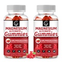 Magnesium Glycinate Gummies 400mg, Mg Kalium supplement med chelateret Magnesiummalatkompleks, D-vitamin, B6, og CoQ10, Support for Memory, Calm, Mood & Sleep - 60 Greve (pakke med 2)