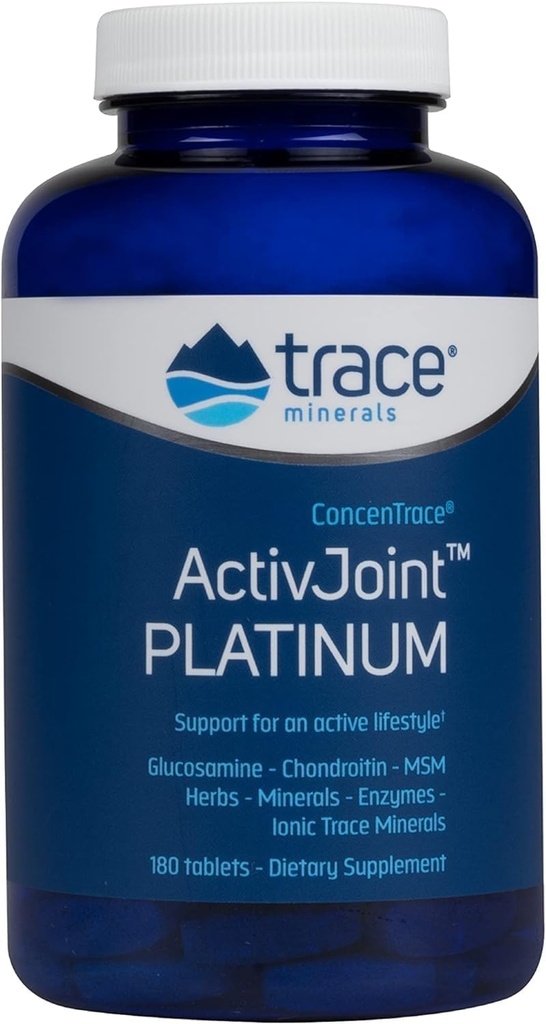 Trace Minerals ActivJoint Platinum - Bone Health & Strength Support - Supplement til Joint & Muscle Health Support - Sund hjerte supplement med Magnesium - 180 tabletter (30 Servere)