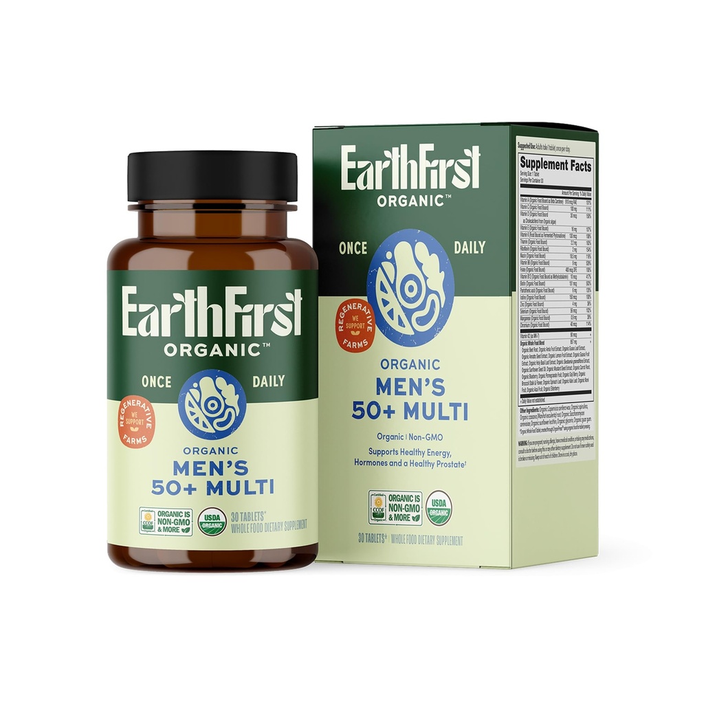 Når dagligt Multi for mænd 50 +, 19 vitaminer fra urter & superfødevarer, understøtter Prostata sundhed, energiniveauer, og stærke ben, 30 Greve