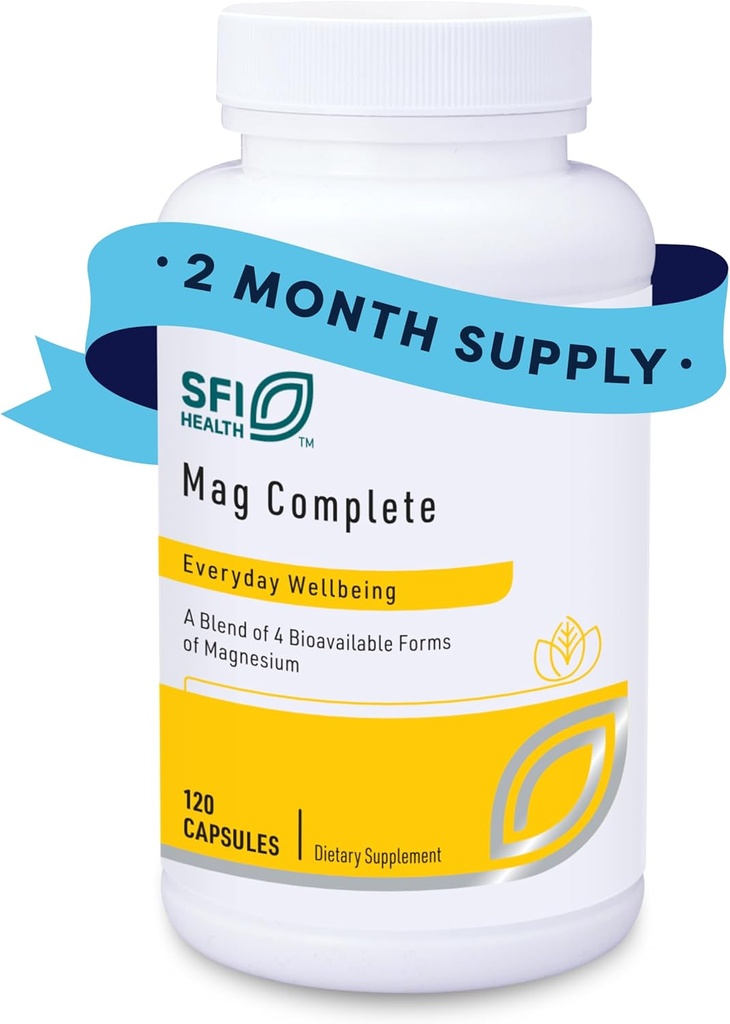 Klaire Labs SFI Health Mag Complete - Magnesium Complex Supplement - med biotilgængelig Magnesiumsuccinat, Taurinat, Malate & Citrate - Support A Sund Heart, Energy & Nerves (120 kapsler)