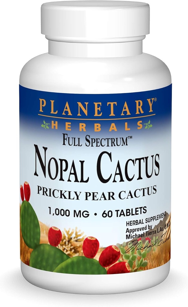 Planetariske Herbals Fuld Spectrum Nopal Cactus 1000mg Prickly Pære Cactus Antioxidant - 100% Natural - 60 tabletter