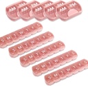 10 Pack (Weekly & Daily), 2 gange om dagen (AM / PM) + 7-Day Pill Organizer, Vitamin Planner, Stor kapacitet Pill Box sæt, Rejsepille sag for Medicin / Vitamin / Fiskeolier / Kosttilskud, Pink