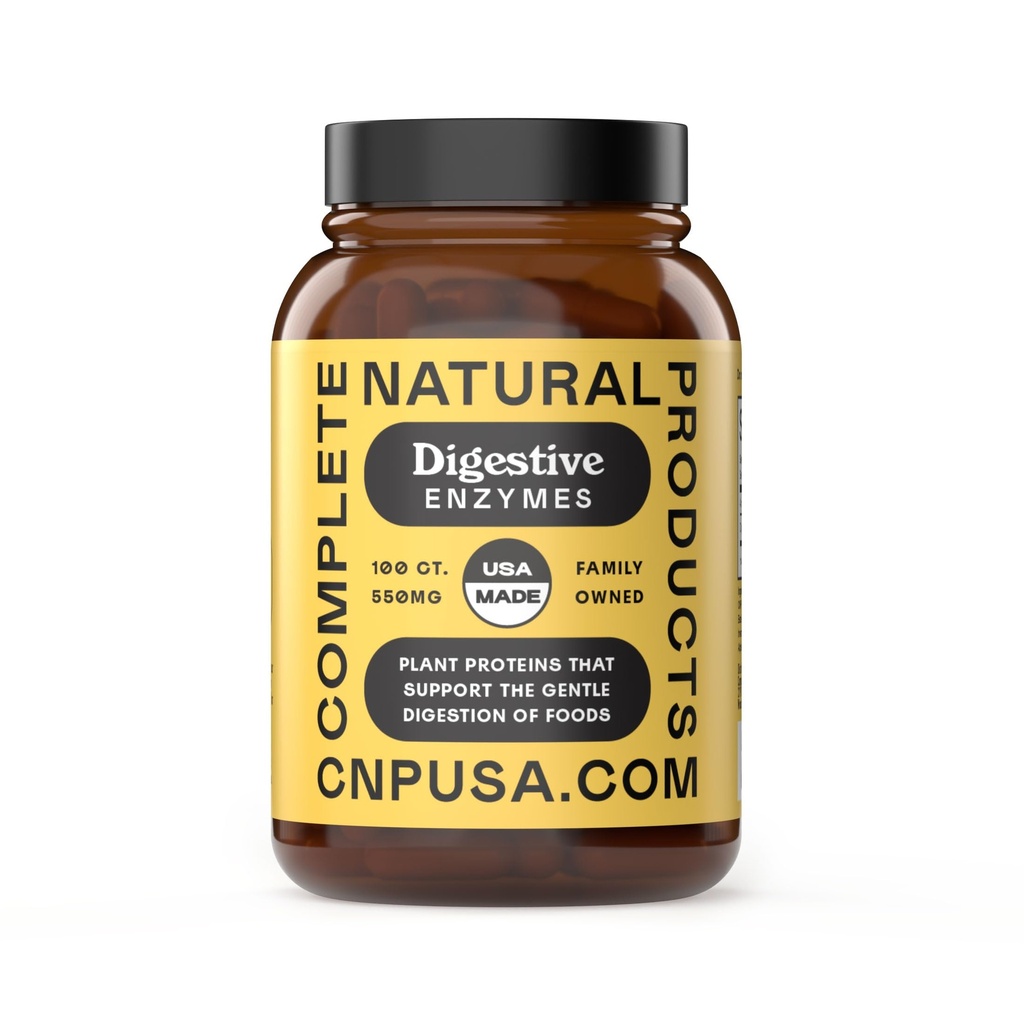 Komplette naturlige produkter fordøjelsesmidler Enzyme kapsler, 550mg, 100ct • 124; Plant- baseret formel, Organic Capsule Shell, understøtter fordøjelsesbalance & næringsstof Absorption