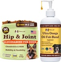 Natural Dog Company Canine Vitality Hund Vitamin og Kosttilskud Bundle, omfatter (1) Hip og fælles Chews Supplement- 90 stk cosequin til hunde, (1) Ultra Omega Fish Oil 16 Oz Omega 3 Fish Oil til hunde