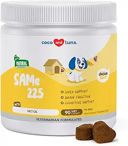 Samme for hunde - 90 bløde tykkelser - S- Adenosyl- L- methionin, lever supplement - hjerne sundhed, fremmer kognitiv støtte, lever støtte (samme bløde tykkelser)