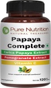 Pure Nutrition Papaya Komplet 124; 120 Caps Beeg 124; Carica Papaya Leaf Uddrag med jern, VIT C, VIT A & Folinsyre Beeg 124; Understøtter Platelet Immunitet & fordøjelse Non-GMO