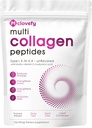 Multi Collagen Peptider Powder, 16 Oz (41 Servere) - Protein Supplement, Type I, II, III, V, X med Hyaluronsyre, C-vitamin og biotin, Unflavored, Nemt blandes i drikkevarer