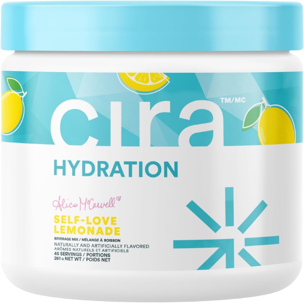 Cira Hydration Powder x Alicia McCarvells Electrolyte Drink Mix med Himalayansk salt til dehydrering Relief og Inddrivelse - Self Love Lemonade, 45 Serveringer