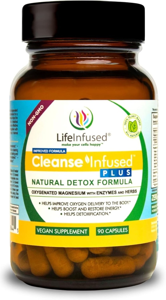 Life Infured Cleanse Infuse Plus - Premium Natural Colon Cleanser med oxygeneret Magnesium, Urter og enzymer, Hjælper Relieve Forstoppelse Forsigtigt, Afgifter Blod, Colon, Lever & Nyrer (90 Caps)