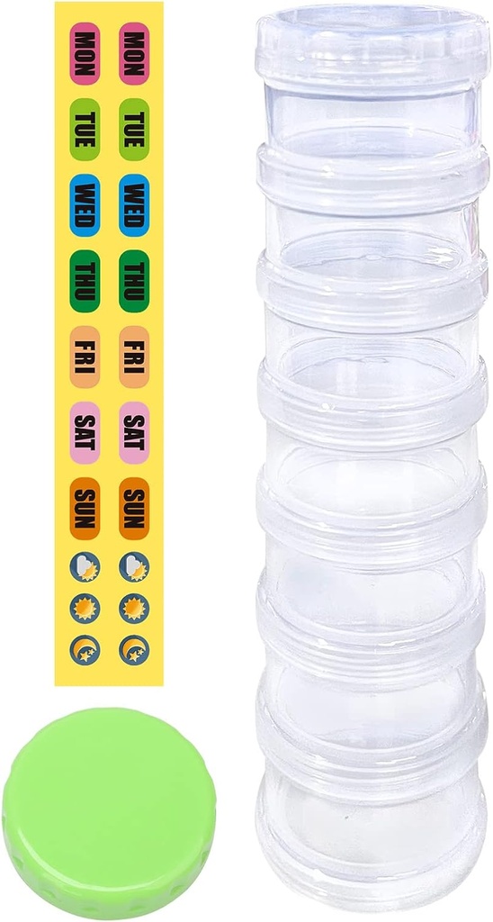 7 Dag Pill Organizer sag Stabile ugentlige kosttilskud Vitamin piller Holder Dispenser ekstra klar gennemsigtig med etiket og en mere lig- store