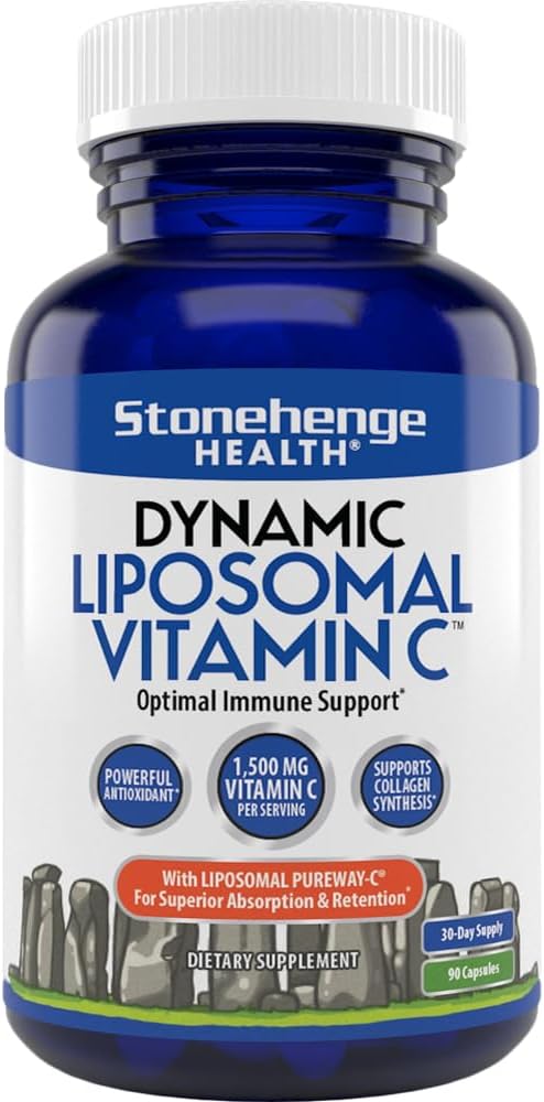 Stonehenge Health Dynamic Liposomal Vitamin C 1500mg - 90 kapsler - Advanced Formel - Phospholipider indkøbt fra non-GMO Solsikke, Understøtter sund immunsystem, Collagen Syntese & Brain Health
