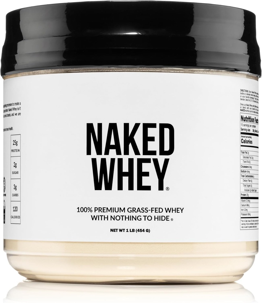 NAKED Whey 1Lb - Kun 1 Ingrediens, Græs Fed Whey Protein Powder, Ikke denatureret, Ingen Gmos, Ingen Soy, Gluten Free, Stimulere vækst, Forbedre inddrivelse - 15 Serveringer