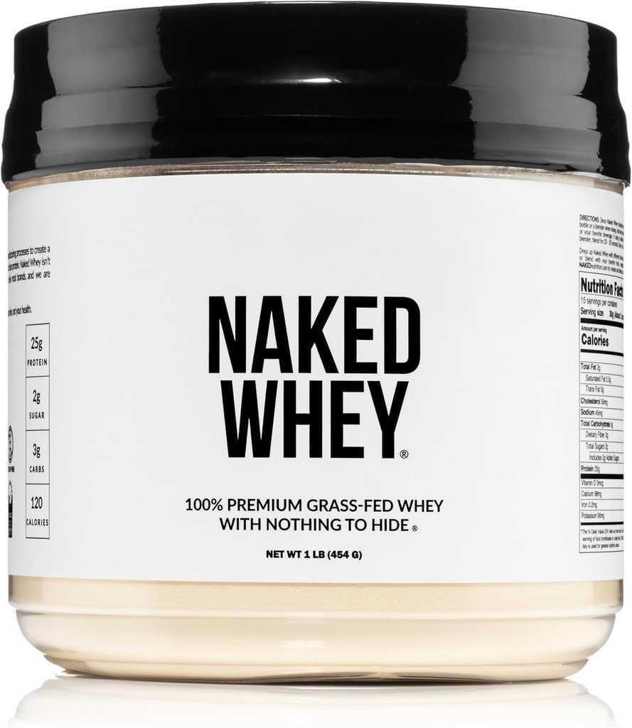 NAKED Whey 1Lb - Kun 1 Ingrediens, Græs Fed Whey Protein Powder, Ikke denatureret, Ingen Gmos, Ingen Soy, Gluten Free, Stimulere vækst, Forbedre inddrivelse - 15 Serveringer