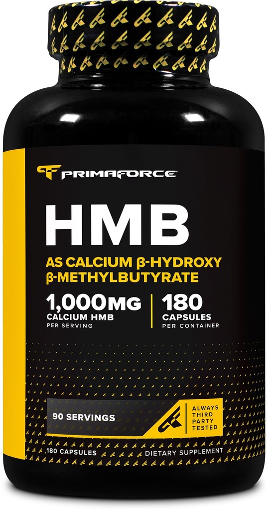 Primaforce HMB (Beta-Hydroxy Beta-Methylbutyrate) 1000mg, 180 Capsules (500mg Per Capsule) - Gluten Free and Non-GMO Supplement