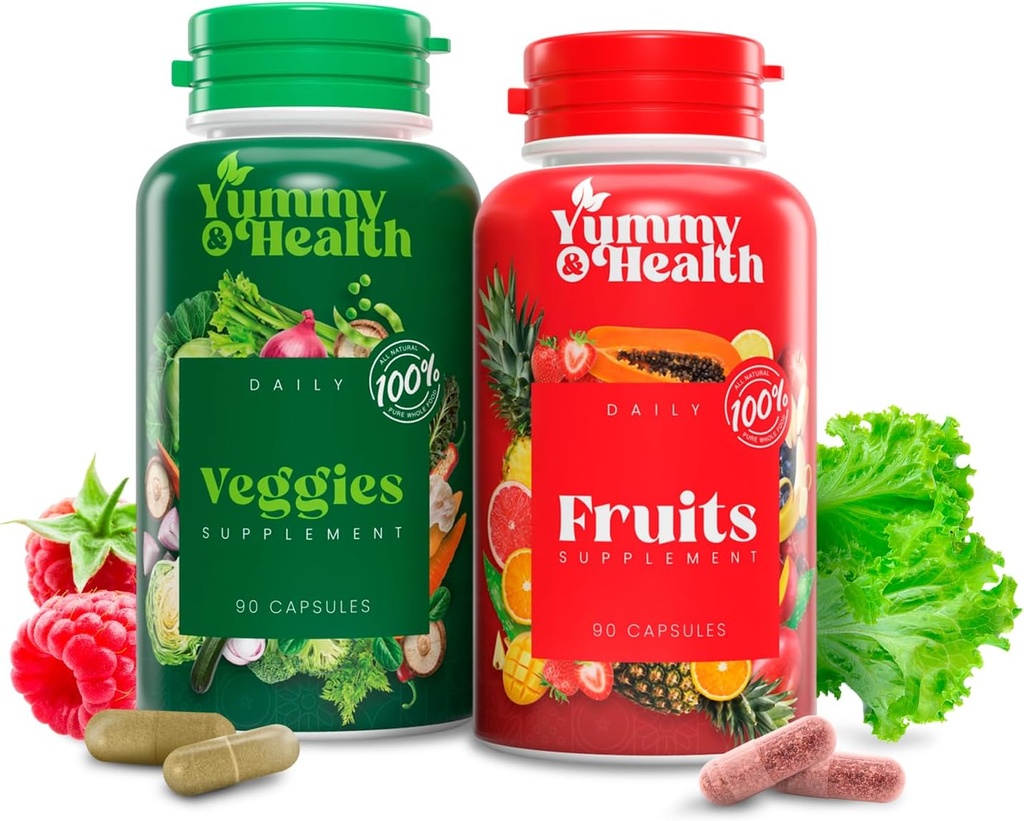 Yummy & Sundhed Frugt & Grønsager Kapsler - 33 + Hele superfood fra frugter & grøntsager nogensinde 124; 90 Frugt + 90 Veggie Kapsler