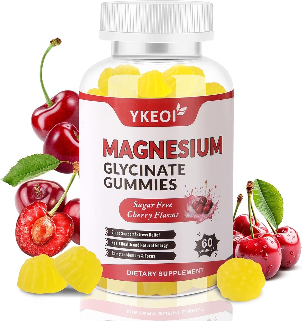 Magnesium Glycinate Gummies 500 Mg, Sugar Free Magnesium Supplement Triple Magnesium Complex med malat 400 Mg, Citrate 400 Mg Ashwagandha 100 Mg Magnesiumsupplement til voksne - 60 gummies