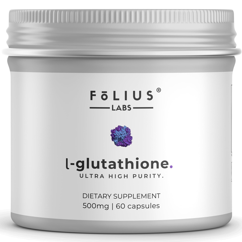 Ultra High Strength L- Glutathion 98% tillæg for glødende hud - kollagen kosttilskud til kvinder og mænd - 500 mg koncentreret formel, reduceret L- Glutathion supplement - 60 kapsler