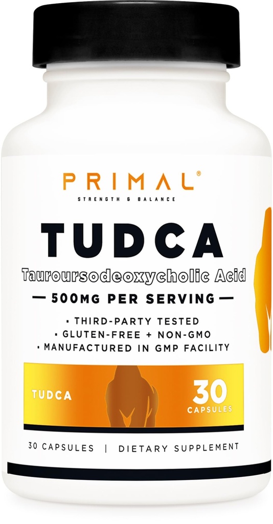 Primal Tudca 500 mg 30 kapsler - Gluten Free, Non- GMO Tauroursodeoxycholsyre supplement