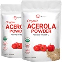 2 pakke Pure USDA Organic Acerola Cherry Powder, Natural and Organic Vitamin C for Immunsystem, 8 Ounce, Ingen GMO, Ingen Gluten, Brasilien Oprindelse