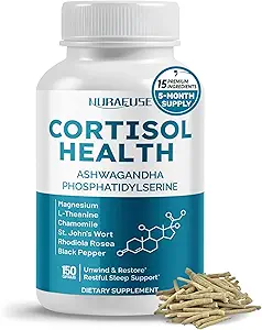 CORTISOL Health Ashwagandha 15- in-1 Supplement med Magnesium Phosphatidylserin L- Theanine Kamille Rhodiola Rosea Licorice Holy Basil - Made in USA