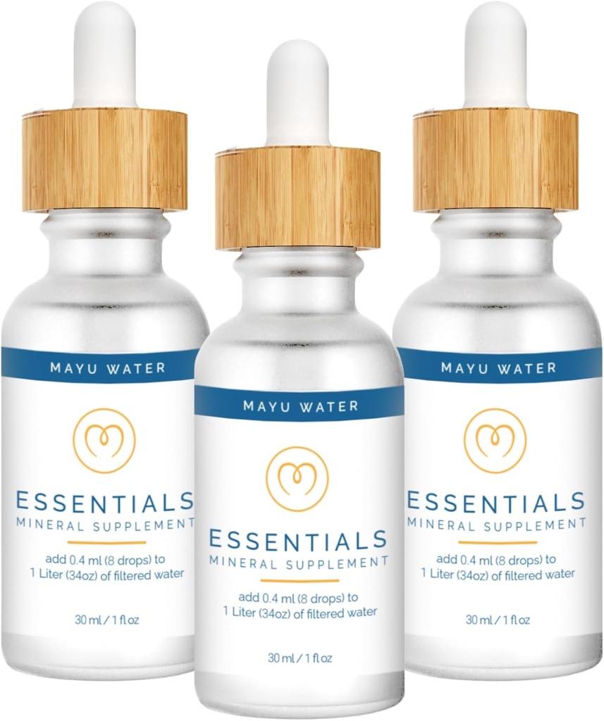 MAYU Koncentreret Ionic Trace Mineral Drops - Rich Concentrate Electrolytes: Magnesium Chlorid Natriumtilskud - Essential Blend Drop for immunforsvar - Nutrient- Packed Alkaline Water - 3 Pack