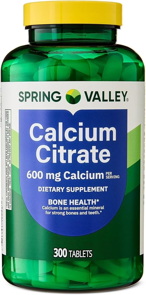Spring Valley Calcium Citrate Tablets Dietary Supplement, 600 mg, 300 Count. - New Look
