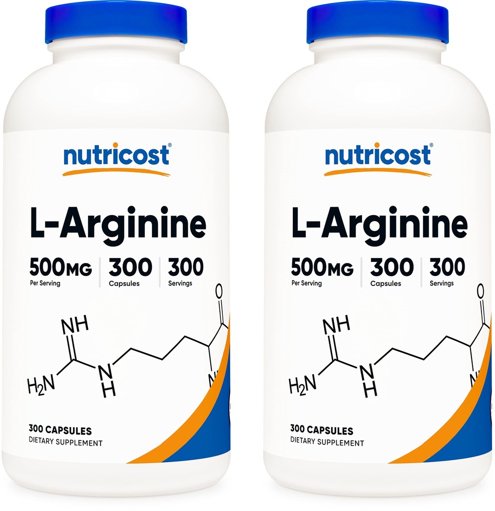 Nutricost L- Arginin 500mg, 300 kapsler (2 flasker)