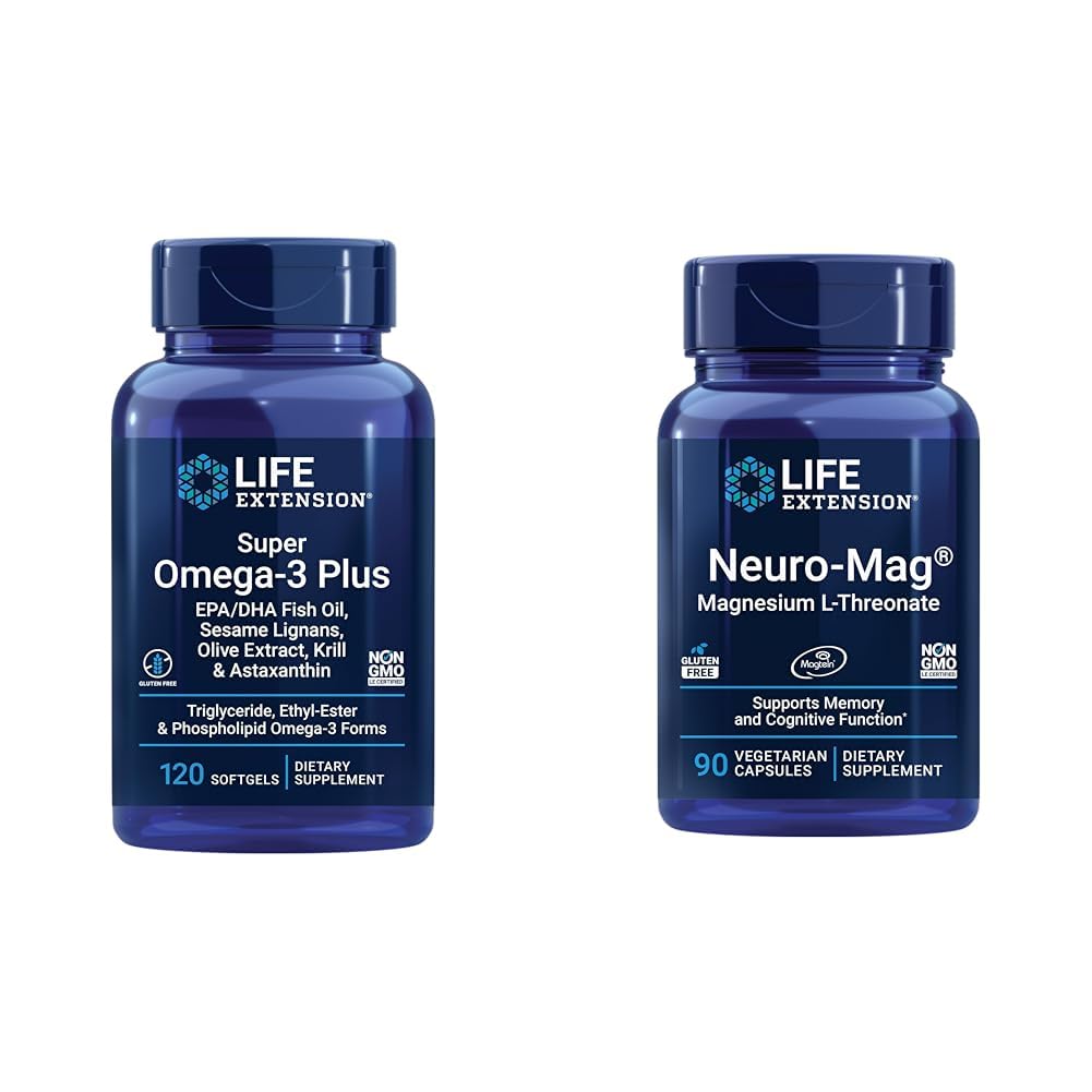 Life Extension Super Omega-3 Plus EPA / DHA Fish Oil, Sesame Lignan & Neuro- mag Magnesium L- threonat