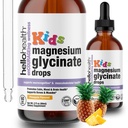 Kids Magnesium Glycinate Liquid Drops - Sugar Free Liquid Magnesium Drops, Happy Calming for Kids Calming Supplement Complex - Magnesium til børn og nattesøvn, Ananas Flavor 2 Fl Oz.