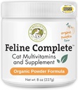 Wholistic Pet Organics Feline Complete Organic Pumpkin - 8 Oz - Multivitamin & Probiotisk pulver til katte - Natural Cat Food & fordøjelsesstøtte