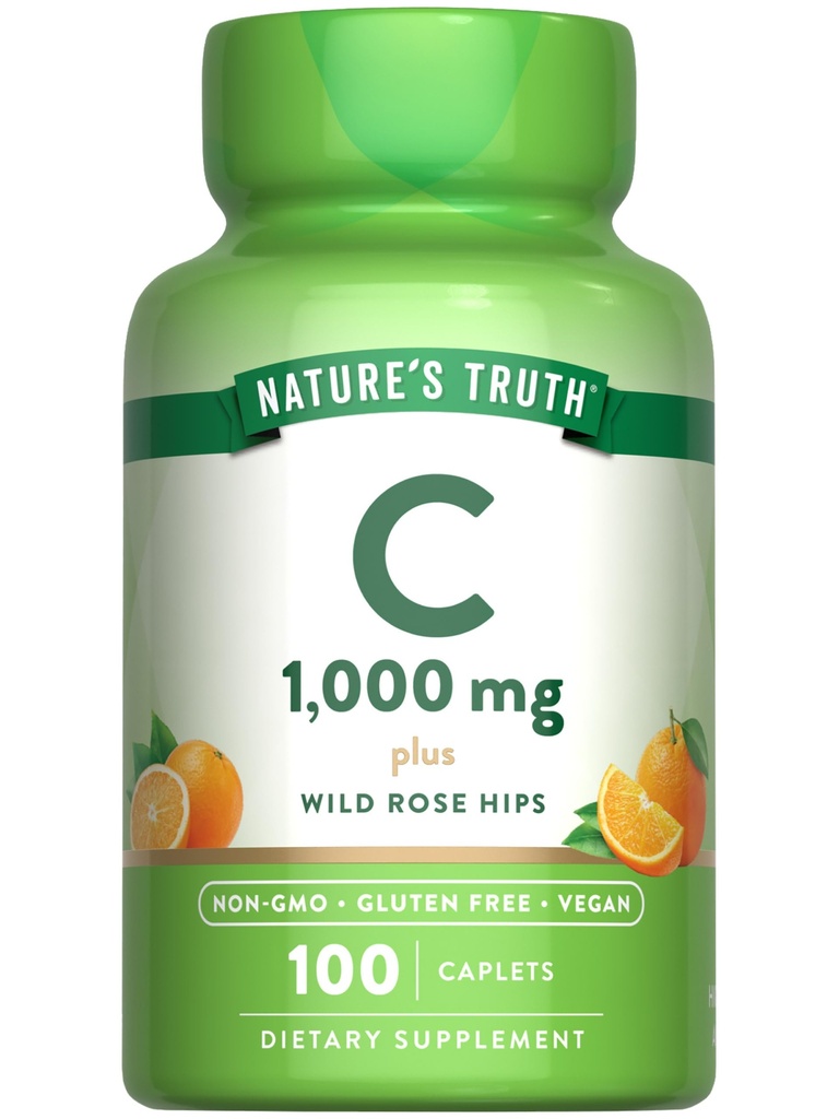 Nature 's Truth Vitamin C 1000 mg med Rose Hips ttesmå 124; 110 Caplets ttesmå 124; Vegan, Non- GMO, & Gluten Free Supplement