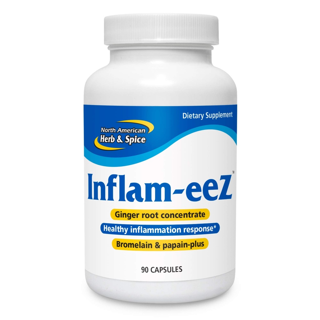 NORTH AMERICAN HERB & SPICE Inflamme- EEZ - 90 Kapsler - Understøtter sund immun- og inflammatorisk respons - Ginger Root, Camu Camu Berries, Bromelain & Papain Plus - Non- GMO - 45 Total Servering