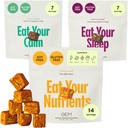 GEM Bite Complete Routine Variety Pack med Daily Multivitamin (14 Bites), Chill- Out Calm (7 Chews) & Deep Sleep Aid (7 Chews) Mest124; Understøtter Gut, Skin, Brain, Bone, Sleep, Immunity