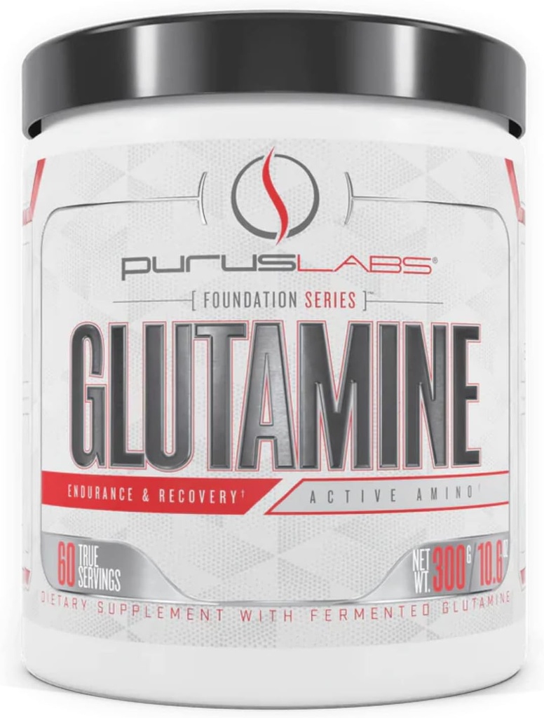 Pruus Labs Foundation Series Glutamin- 124; Pure Glutamin- fermenteret Glutamin- for Recovery, Hydration, Volumization, Health - 124; 60 Serverings - 124; Uden smag