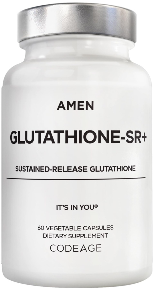 Amen Glutathione-SR+ Advanced Sustained-Release Supplement - 2-Month Supply - Reduced L-Glutathione - Galactomannans Fenugreek Seed - Time-Reduced Matrix - Non-GMO - 60 Capsules