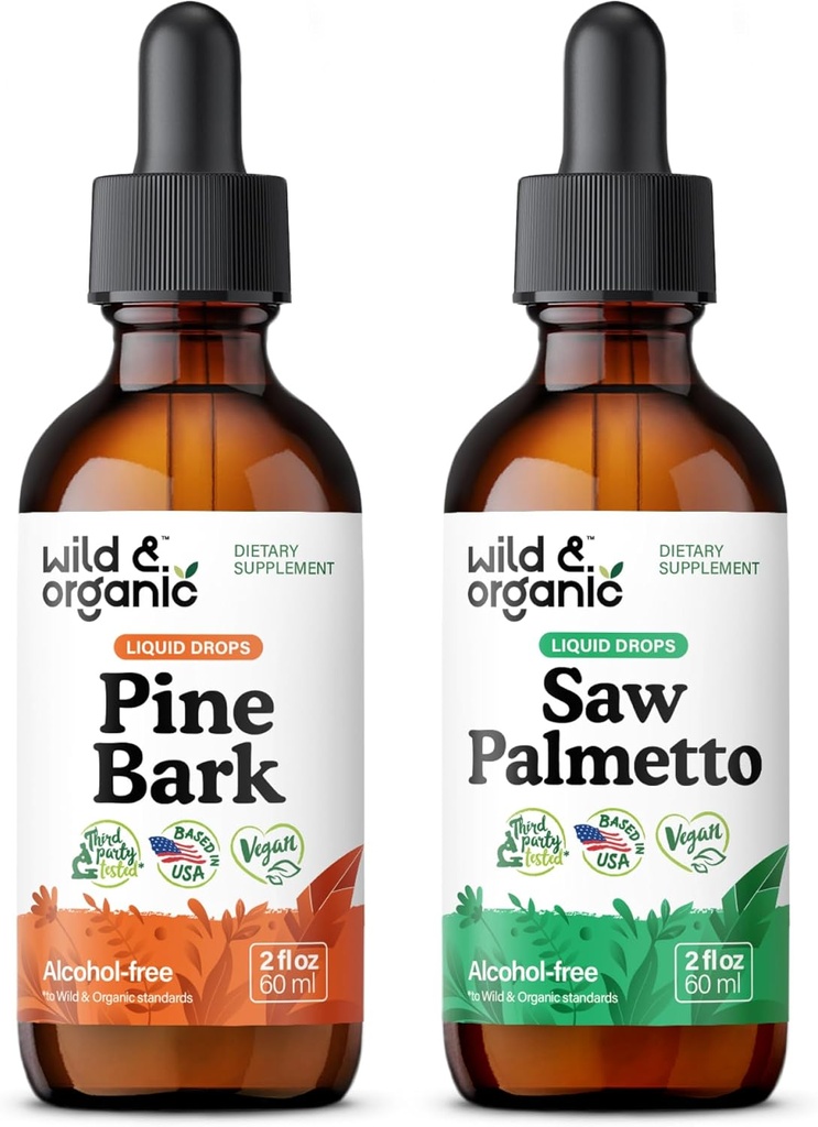 Wild & Organic Pine Bark Tinktur 2 fl oz & Saw Palmetto Tinktur 2 fl oz