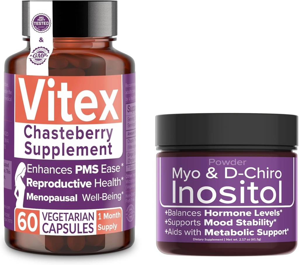 Intimate Rose Save 10% på Hormonal Balance & Reproductive Wellness Bundle - Vitex Chasteberry Supplement + Myo & D- Chiro Inositol Powder til PCOS & Menstrual Support