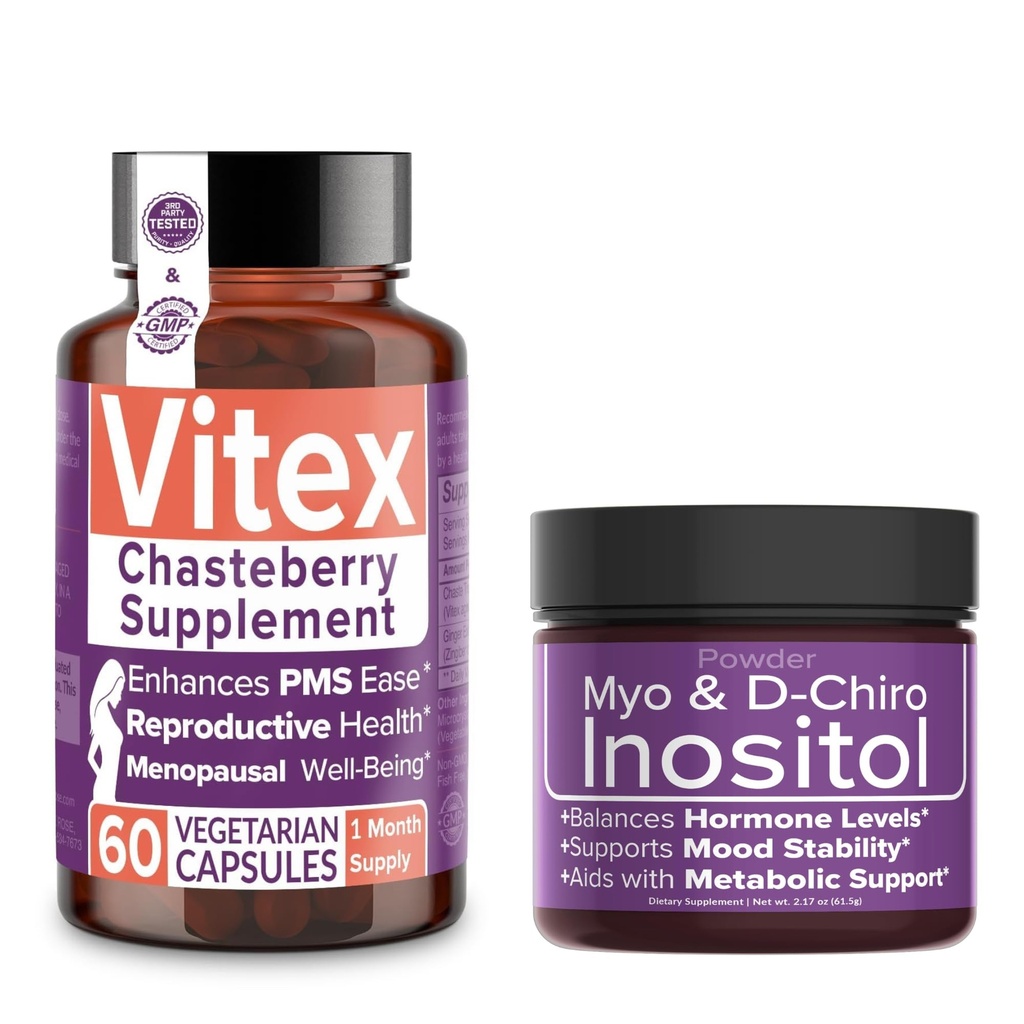 Intimate Rose Save 10% på Hormonal Balance & Reproductive Wellness Bundle - Vitex Chasteberry Supplement + Myo & D- Chiro Inositol Powder til PCOS & Menstrual Support