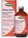 Flora Iron - Vegansk flydende jern supplement med B Vitamin - Tilbud Red Blood Cell & Energy Support - Yeast- Free & Gluten- Free - Lækker Frugtjuice Base - 7,7 fl. oz. Glasflaske