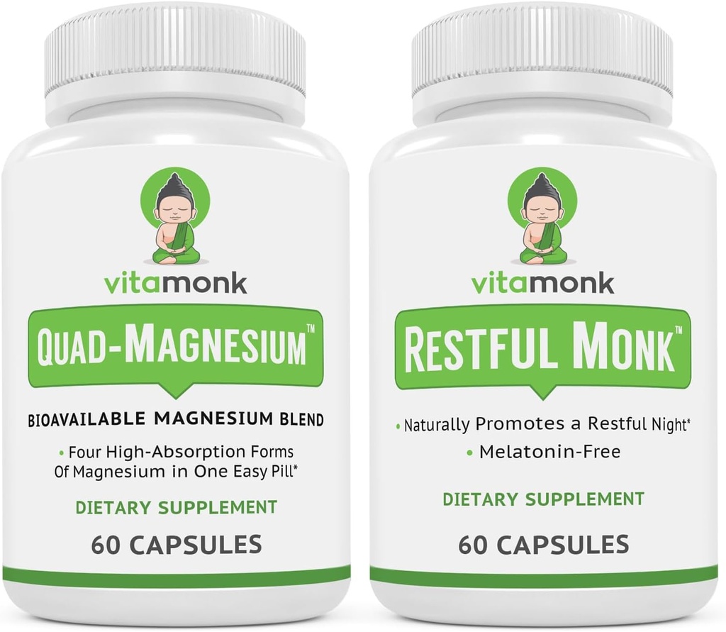 Søvn & afslapning Bundle: VitaMonk Melatonin- Free Sleep Aid + Quad Magnesium Blend