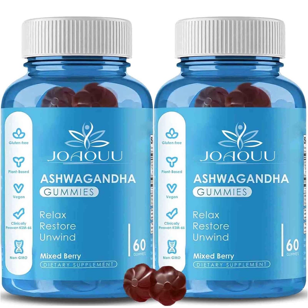 (120 Greve) Ashwagandha Gummies KSM- 66 - Blandet berry, Vegan, Plant Based, Non- GMO, Gluten- Free & Gelatine Free Relax, Organic Ashwa Root Extract Supplement for immunforsvar