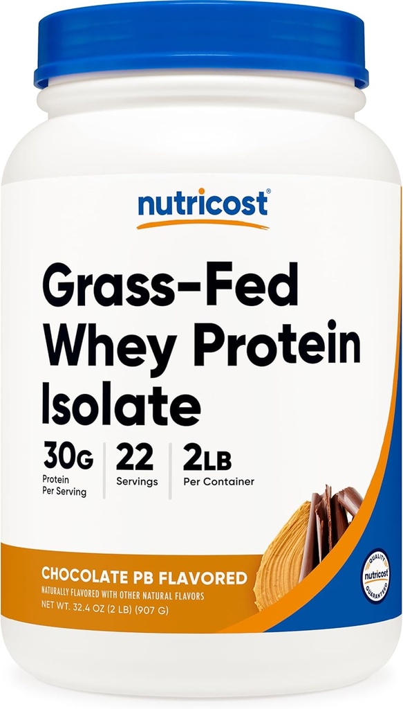 Nutricost Grass- Fed Whey Protein Isolate (Chocolate Peanut Butter) 2LBS - Non- GMO, Gluten Free, Natural Artiskoles