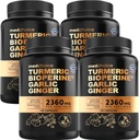 4-in-1 Gurkemeje og hvidløg Kosttilskud med BioPerine - 2360mg Gurkemeje Ingefær Root Kapsler med hvidløg - High Potency Herbal Blend (120 ct, pakning med 4)