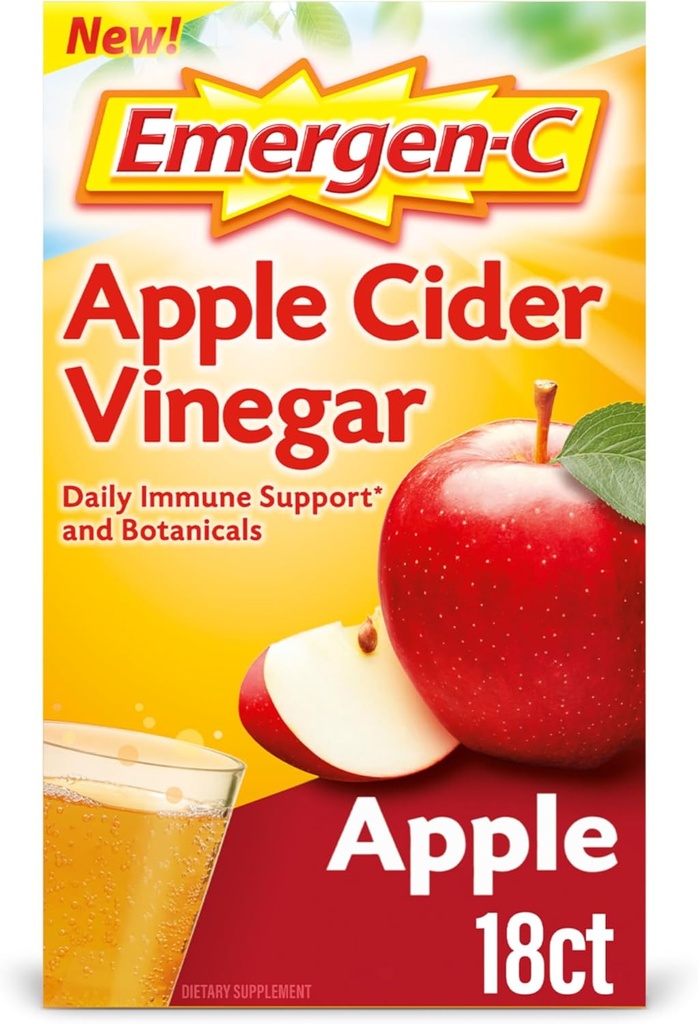 Emergen- C Apple Cider Vinegas C Fizzy Drink Mix, Kosttilskud til immunforsvar, Apple - 18 Greve