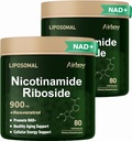 Airboy Liposomal Nicotinamid Riboside 900 mg, NAD tillæg med Resveratrol, NMN Alternativ NAD Booster support Anti- Aging, Energy, Focus - 80 Capsulesx 2 Pack